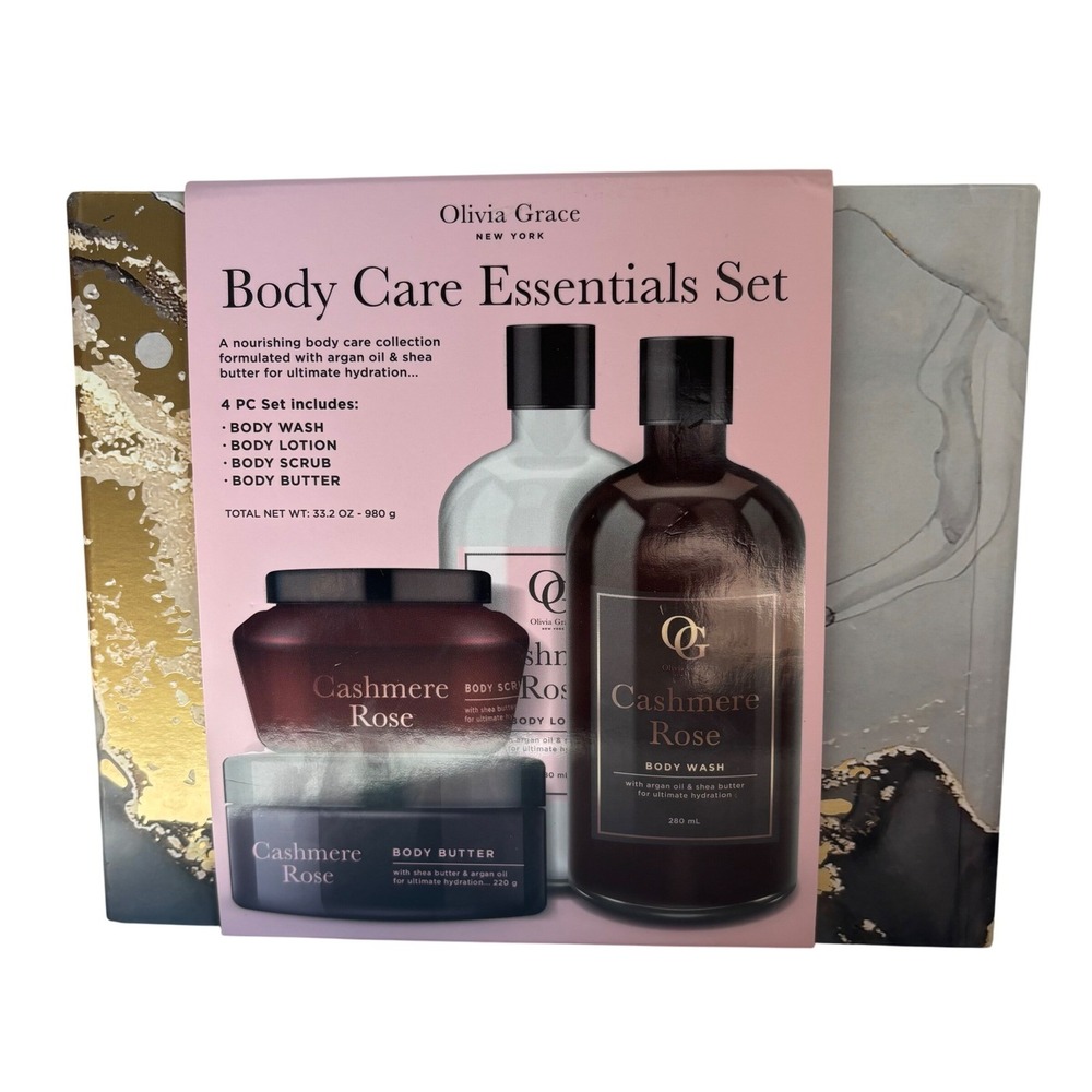 Olivia Grace New York Cashmere Rose Body Care Essentials Set‎ Wash Lotion Scrub